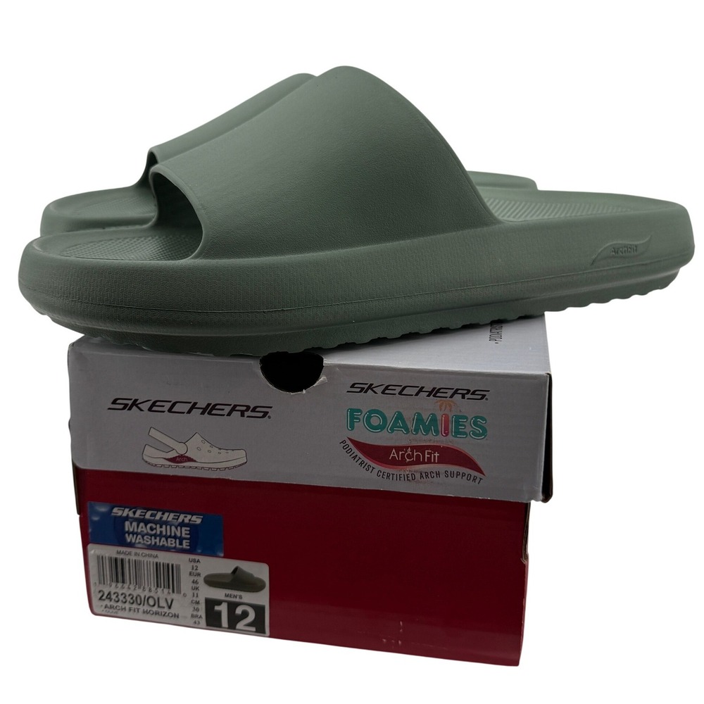 Skechers Foamies Arch Fit Horizon Slide Sandals Men 12M Olive Green‎ 243330 NWB